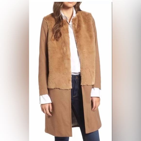 Treasure and Bond x Something Navy coveted camel & faux fur coat Small Nordstrom - Picture 3 of 14